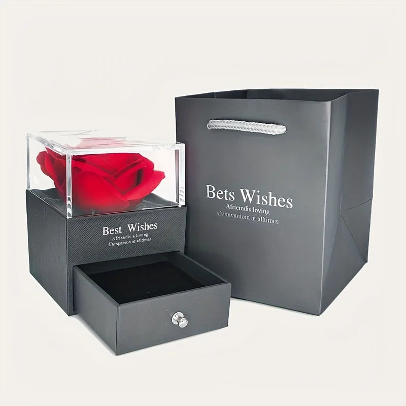 Luxury Pink Heart Pendant Necklaces With Rose Flower