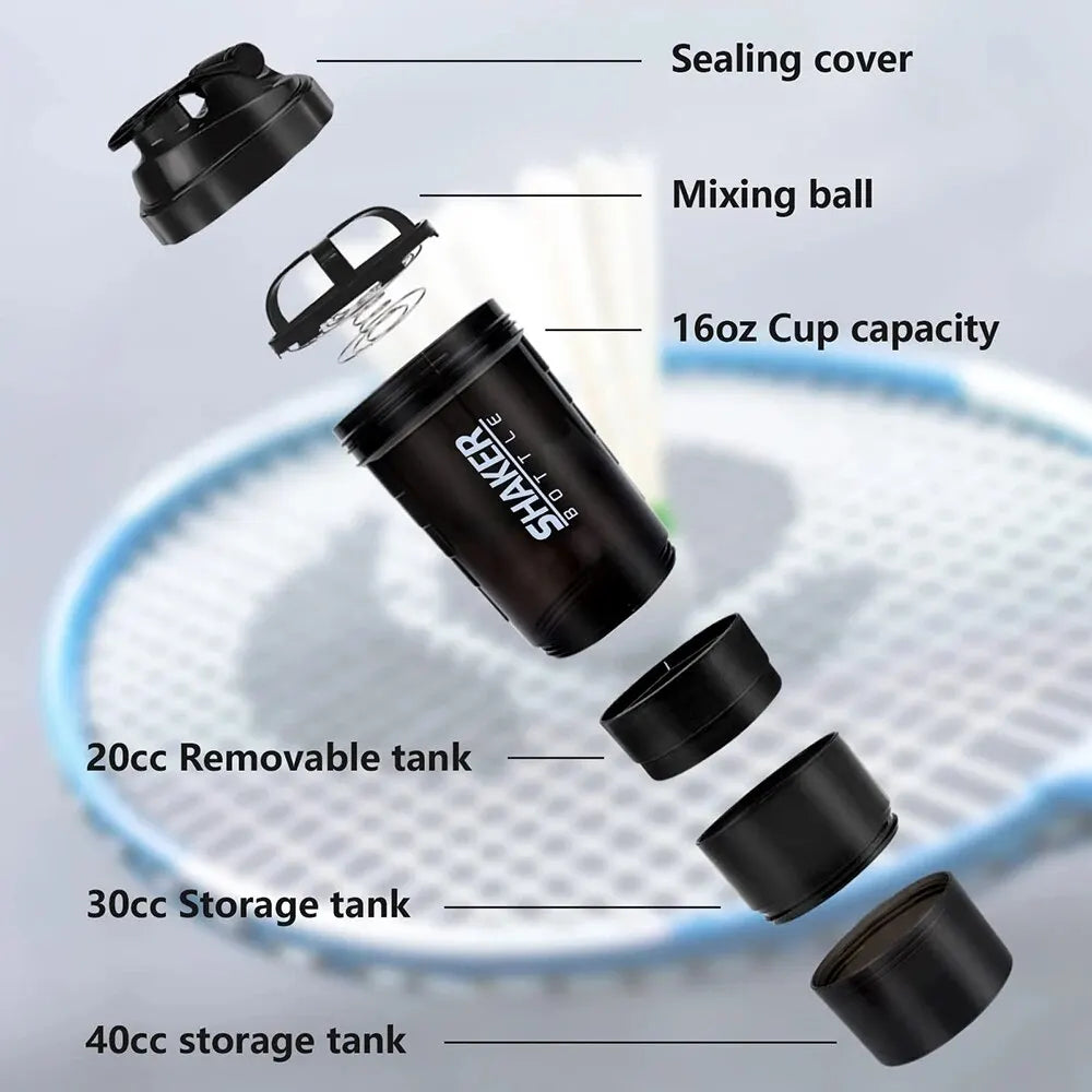 3 Layers Shaker Protein Bottle Powder