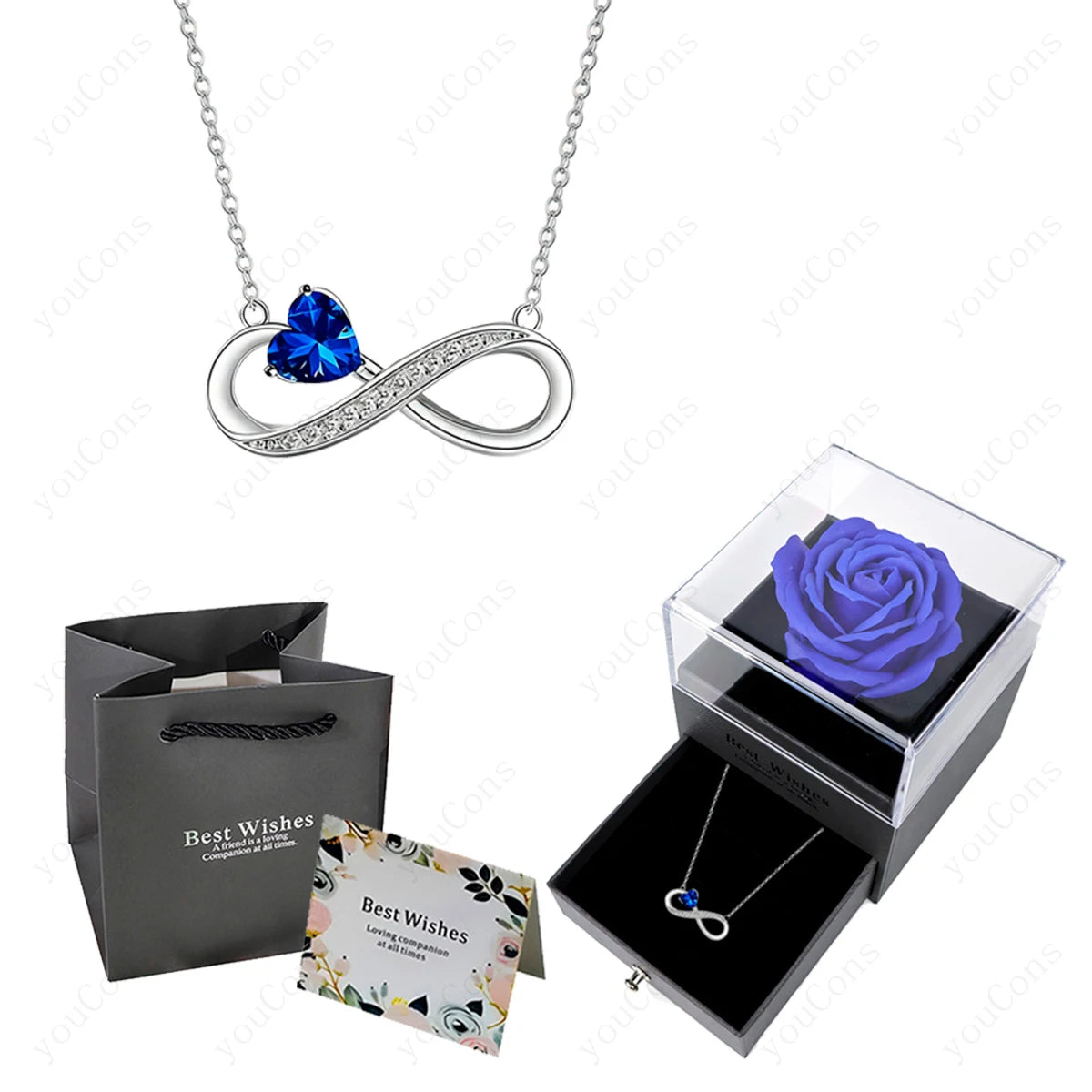 Luxury Pink Heart Pendant Necklaces With Rose Flower