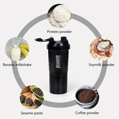 3 Layers Shaker Protein Bottle Powder