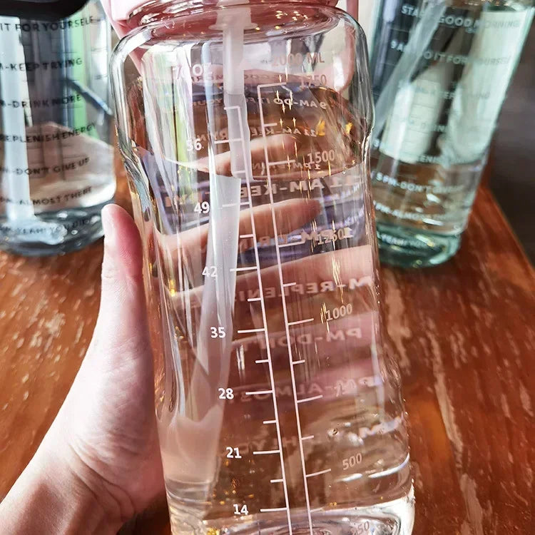 2L Water Bottle Portable Straw