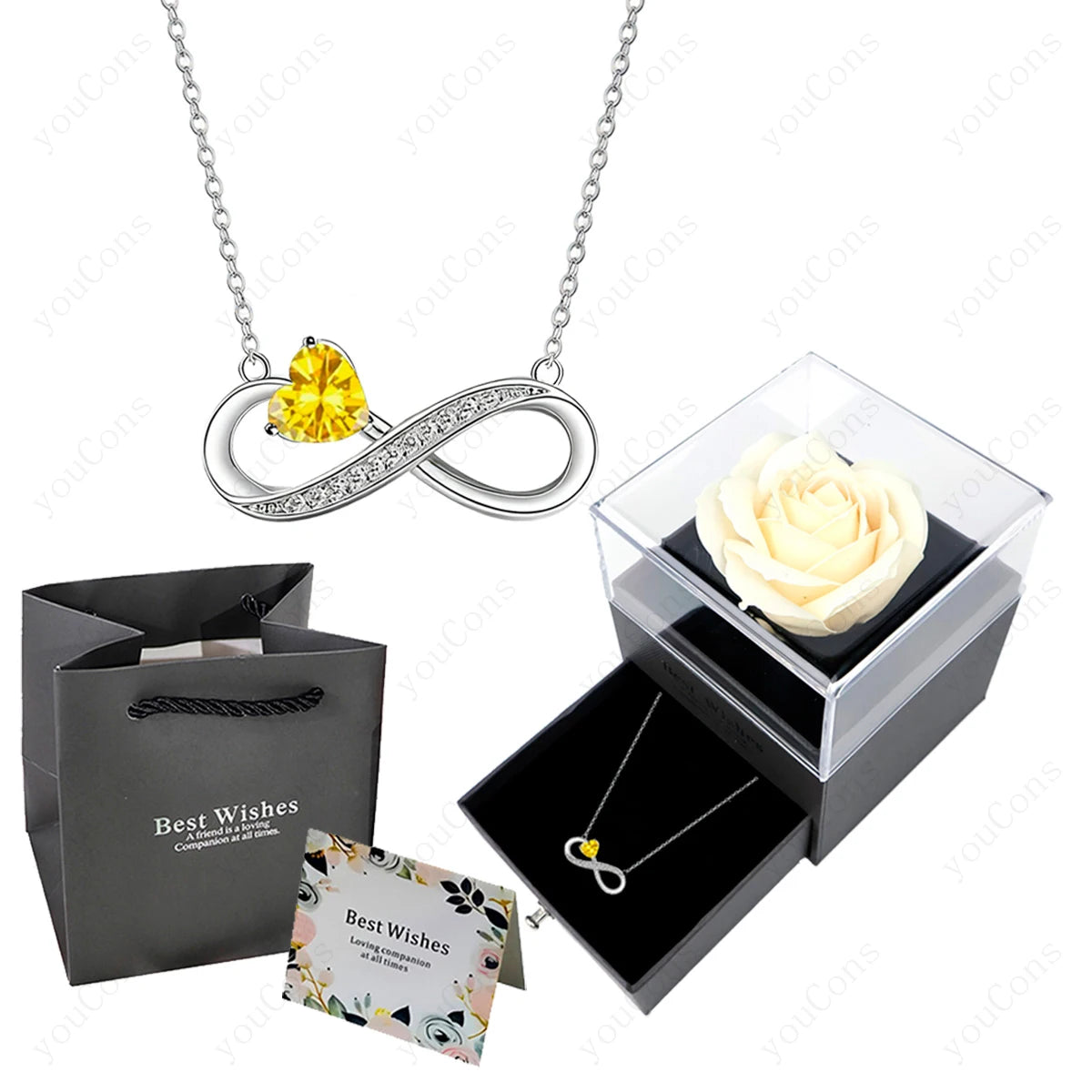 Luxury Pink Heart Pendant Necklaces With Rose Flower