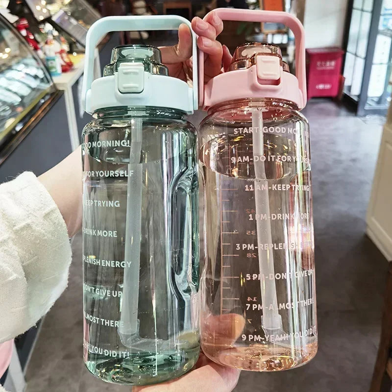 2L Water Bottle Portable Straw