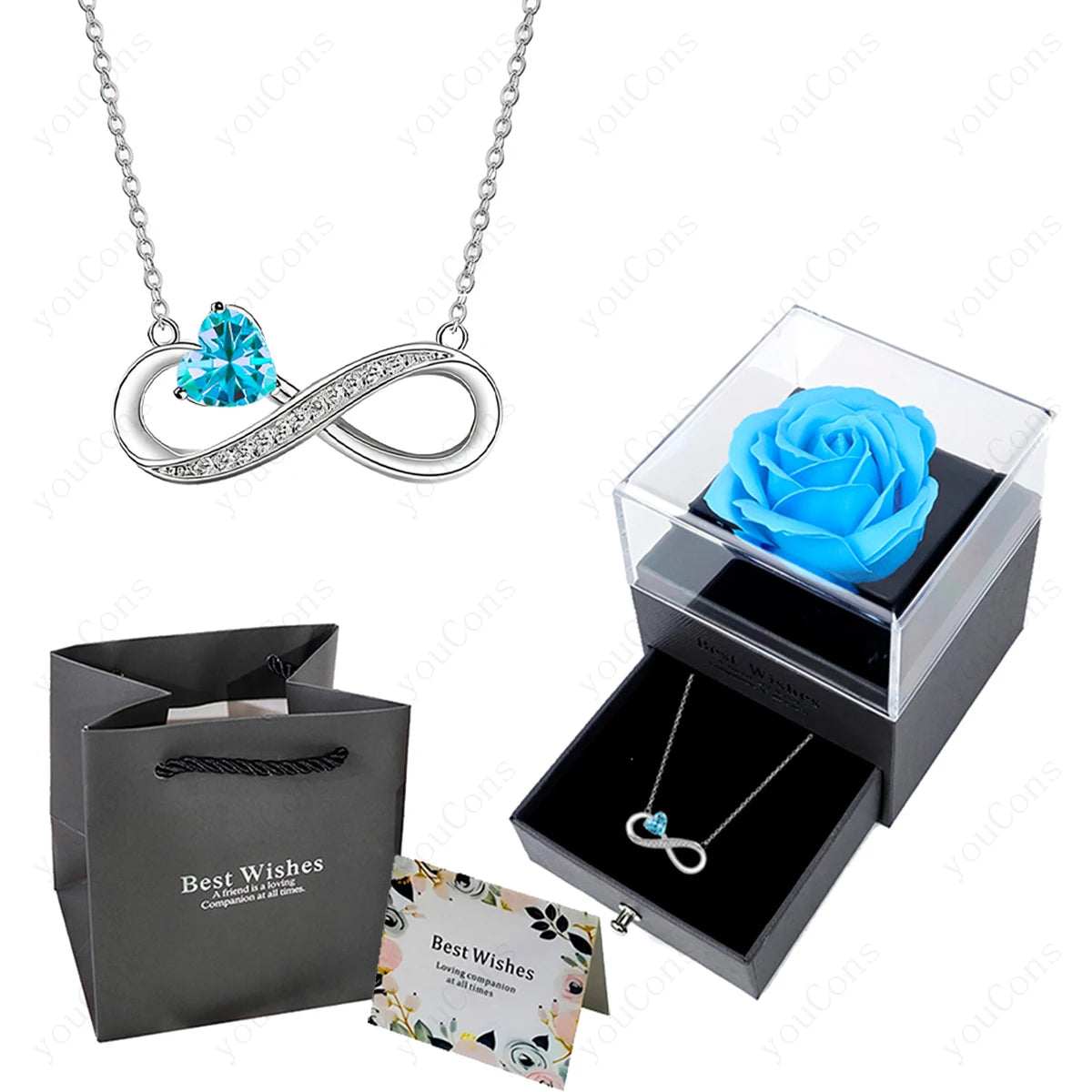 Luxury Pink Heart Pendant Necklaces With Rose Flower