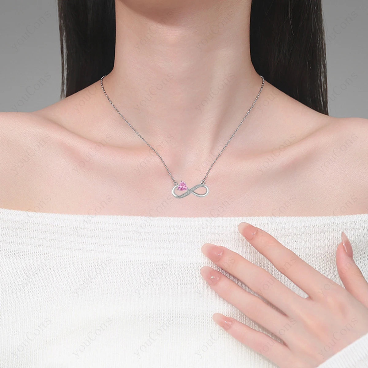 Luxury Pink Heart Pendant Necklaces With Rose Flower