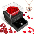 Heart Projection Necklace with Rose Gift Box 